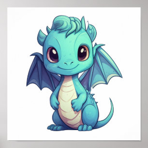 Poster Ilustração do dragão de desenho animado