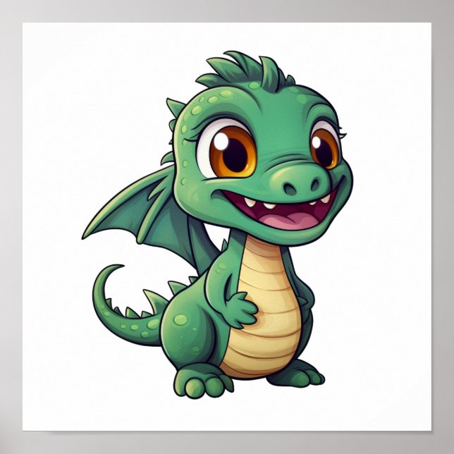 Poster Ilustração do dragão de desenho animado (Frente)
