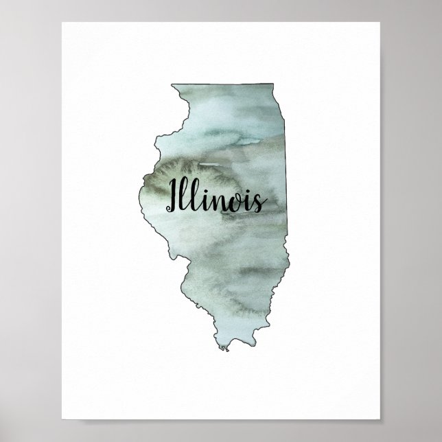 Poster Ilustração do Estado de Illinois (Frente)