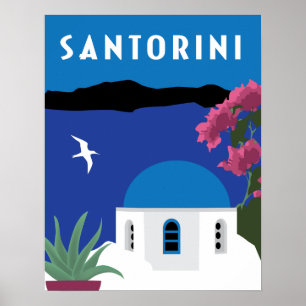 Poster ilustração do estilo de viagens vintage da Grécia