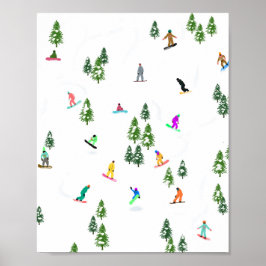 Poster Ilustração do Freeride Snowboarder Snowboard