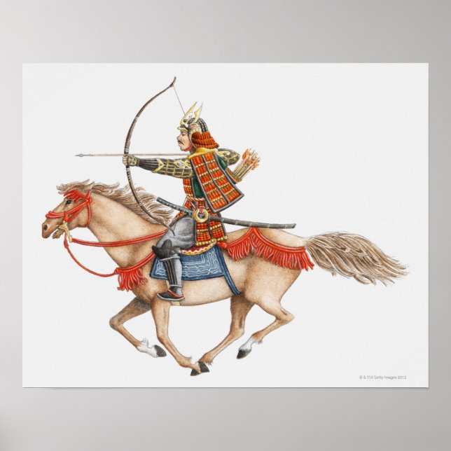 Poster Ilustração do guerreiro samurai no início (Frente)