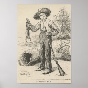 Póster Ilustração do Huckleberry Finn