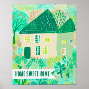 Poster Ilustração do Jardim da Casa Personalizada do HOME