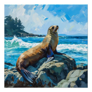 Póster Ilustração do Leão do Mar