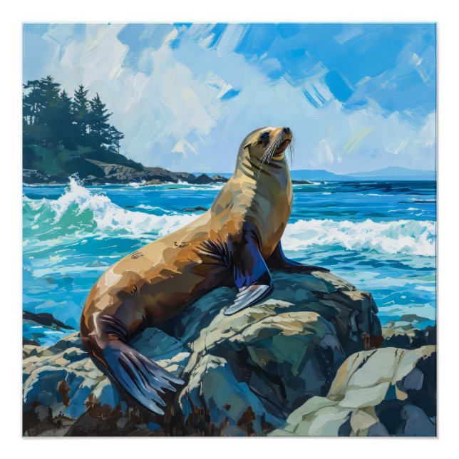 Póster Ilustração do Leão do Mar (Frente)