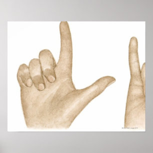 Póster Ilustração do linguagem gestual usando os dedos 
