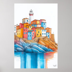 Poster Ilustração do Lixo Costeiro Desenho do Pastel