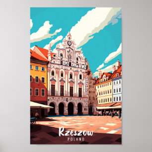 Poster Ilustração do local da viagens vintage de Rzeszow