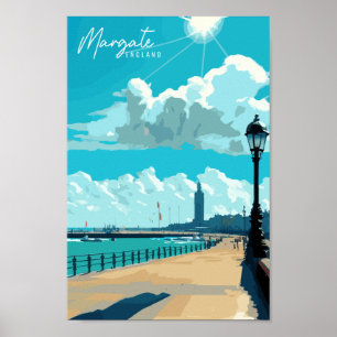 Poster Ilustração do lugar da viagens vintage Margate Eng
