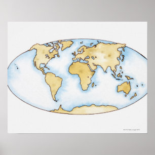 Poster Ilustração do mapa do mundo