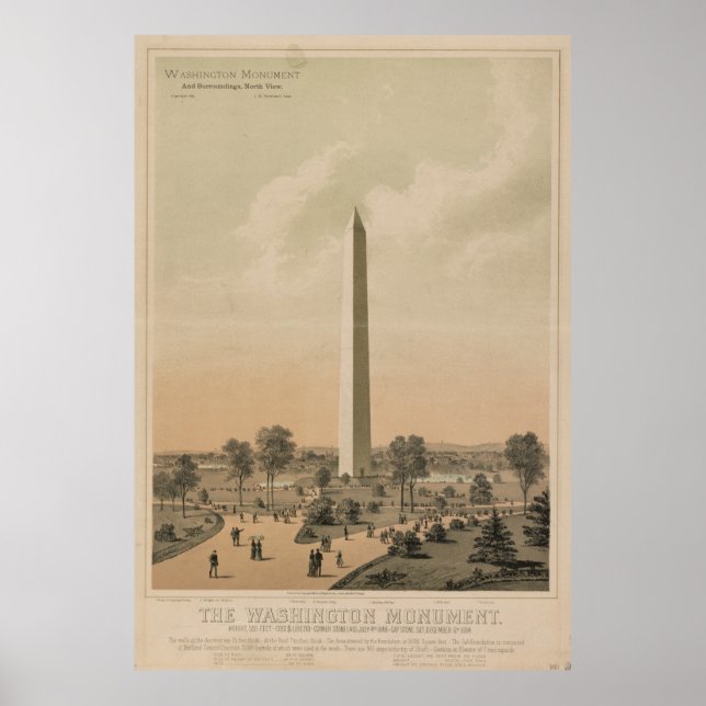 Poster Ilustração do Monumento Vintage Washington (1886) (Frente)