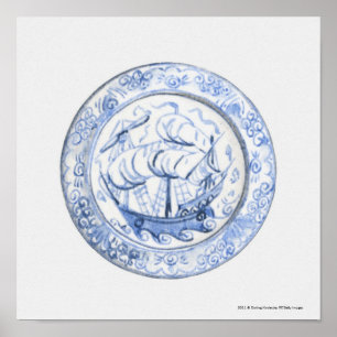 Poster Ilustração do navio na placa do século XVI de