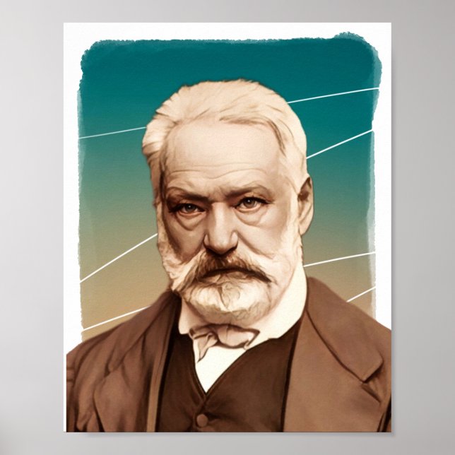Poster Ilustração do Novelista Francês Victor Hugo (Frente)