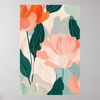 Poster Ilustração do padrão floral abstrato