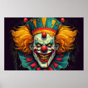 Poster Ilustração do Palhaço de Carnaval Super Assustador