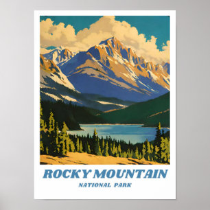 Poster Ilustração do Parque Nacional da Montanha Rocky, r