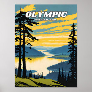 Poster Ilustração do Parque Nacional da olimpiadas retro 