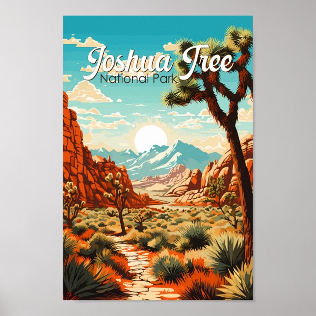 Poster Ilustração do Parque Nacional Joshua Tree (Frente)