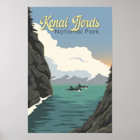 Ilustração do Parque Nacional Kenai Fjords Arte de