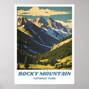 Poster Ilustração do Parque Nacional Rocky Mountain Retro