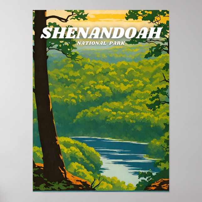 Poster Ilustração do Parque Nacional Shenandoah Retro Dec (Frente)