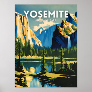 Poster Ilustração do Parque Nacional Yosemite, retrô Aest