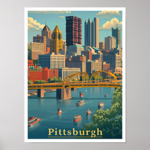 Poster Ilustração do Pittsburgh Pennsylvania Art Vintage
