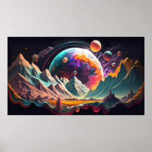 Poster ilustração do planeta alienígena