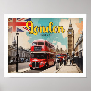 Poster Ilustração do Pop Art Viagem de Londres Inglaterra