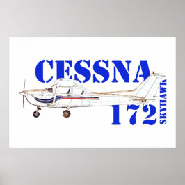 Poster Ilustração do Projeto de Avião Cessna 172 Skyhawk