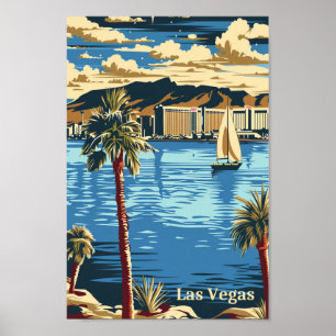 Poster Ilustração do Retro Viagem de Las Vegas Nevada