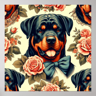 Poster Ilustração do Rottweiler Retro