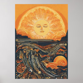 Poster Ilustração do Sol Radiante