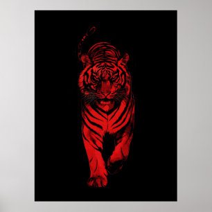 Poster Ilustração do Tigre Vermelho – Arte Ousada de Anim