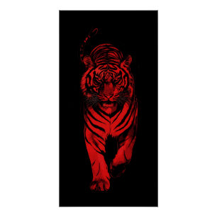 Póster Ilustração do Tigre Vermelho – Arte Ousada de Anim