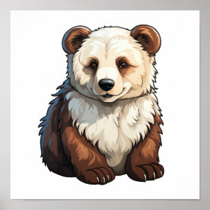 Poster Ilustração do urso de desenho animado