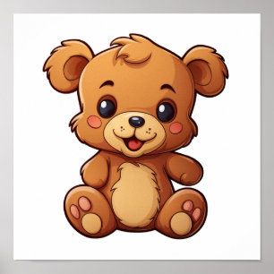 Poster Ilustração do urso de desenho animado