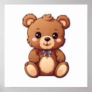 Poster Ilustração do urso de desenho animado