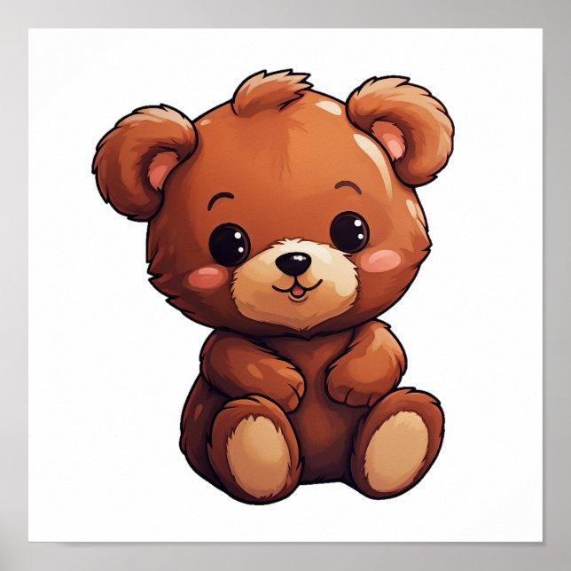 Poster Ilustração do urso de desenho animado (Frente)