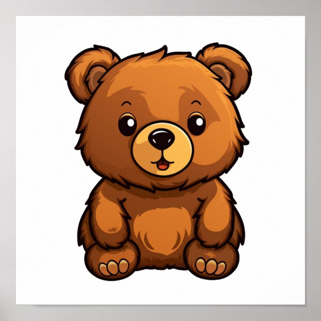 Poster Ilustração do urso de desenho animado (Frente)