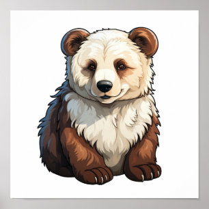 Poster Ilustração do urso de desenho animado