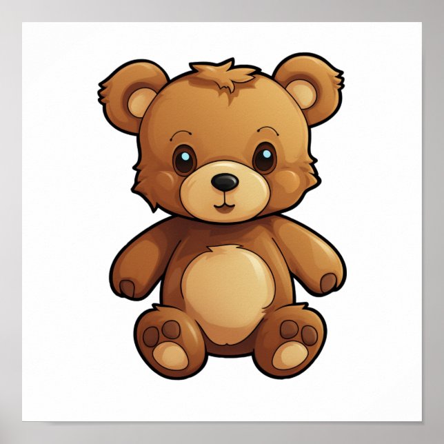 Poster Ilustração do urso de desenho animado (Frente)