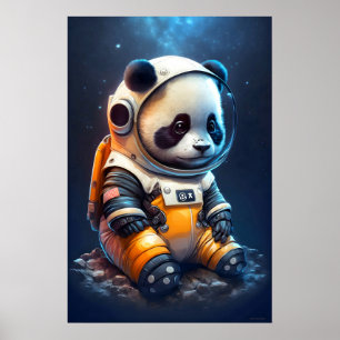 Poster Ilustração do Urso do Astronauta Adorável