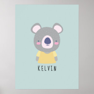 Poster Ilustração do Urso Koala Bonita - Personalizável