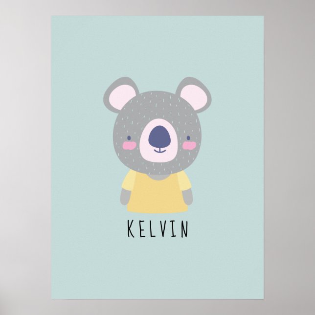 Poster Ilustração do Urso Koala Bonita - Personalizável (Frente)