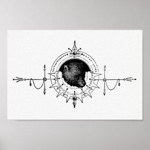 Poster Ilustração do Urso Vintage