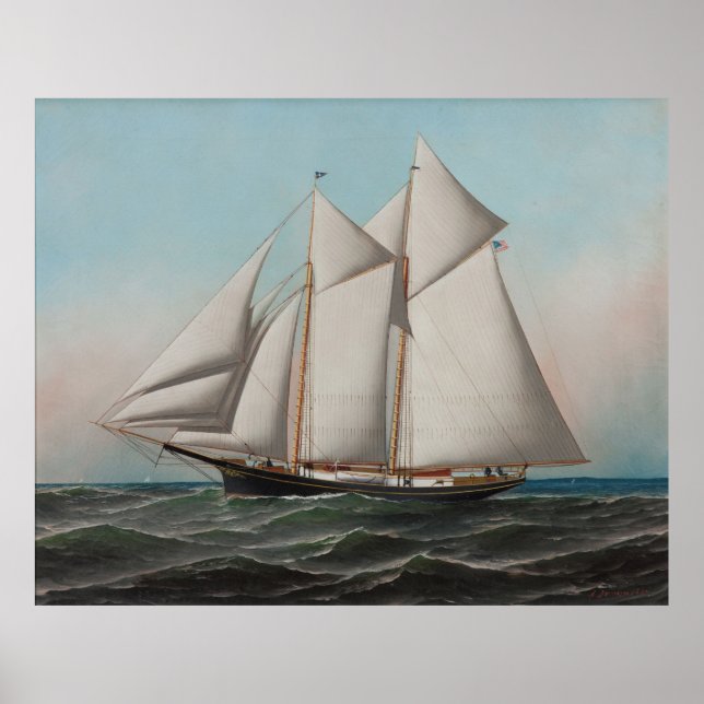 Poster Ilustração do veleiro Vintage Schooner (1887) (Frente)
