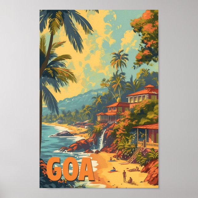 Poster Ilustração do Viagem artístico da Índia em Goa Bea (Frente)