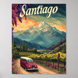 Poster Ilustração do Viagem artístico de Santiago Chile